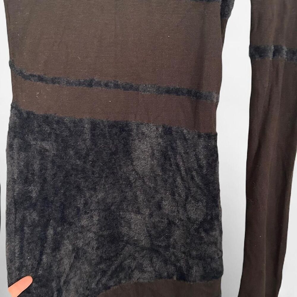 EGO CONTRAST SHEER KNIT FLUFFY Body con mini dress black small - Picture 6 of 8